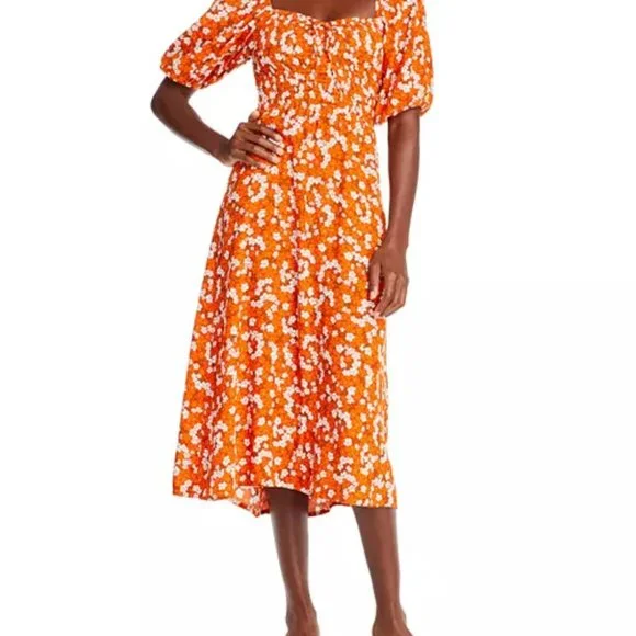 off shoulder puff sleeve midi dress Sexy Off Shoulder Puff Sleeve Midi Dress